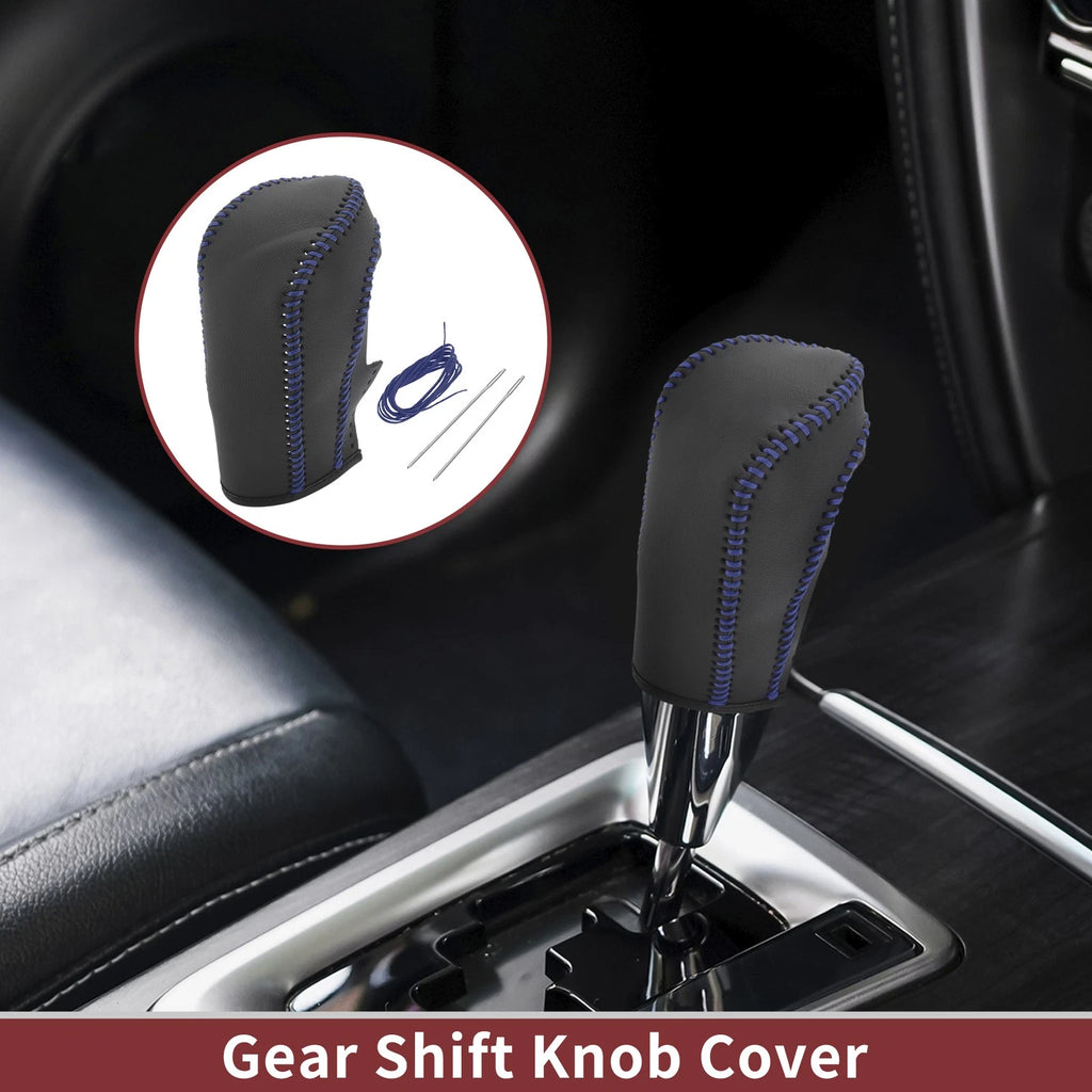 Gear Shift Knob Cover for Ford Fiesta (2009–2012) Black Blue Faux Leather