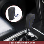 Gear Shift Knob Cover for Ford Fiesta (2009–2012) Black Blue Faux Leather