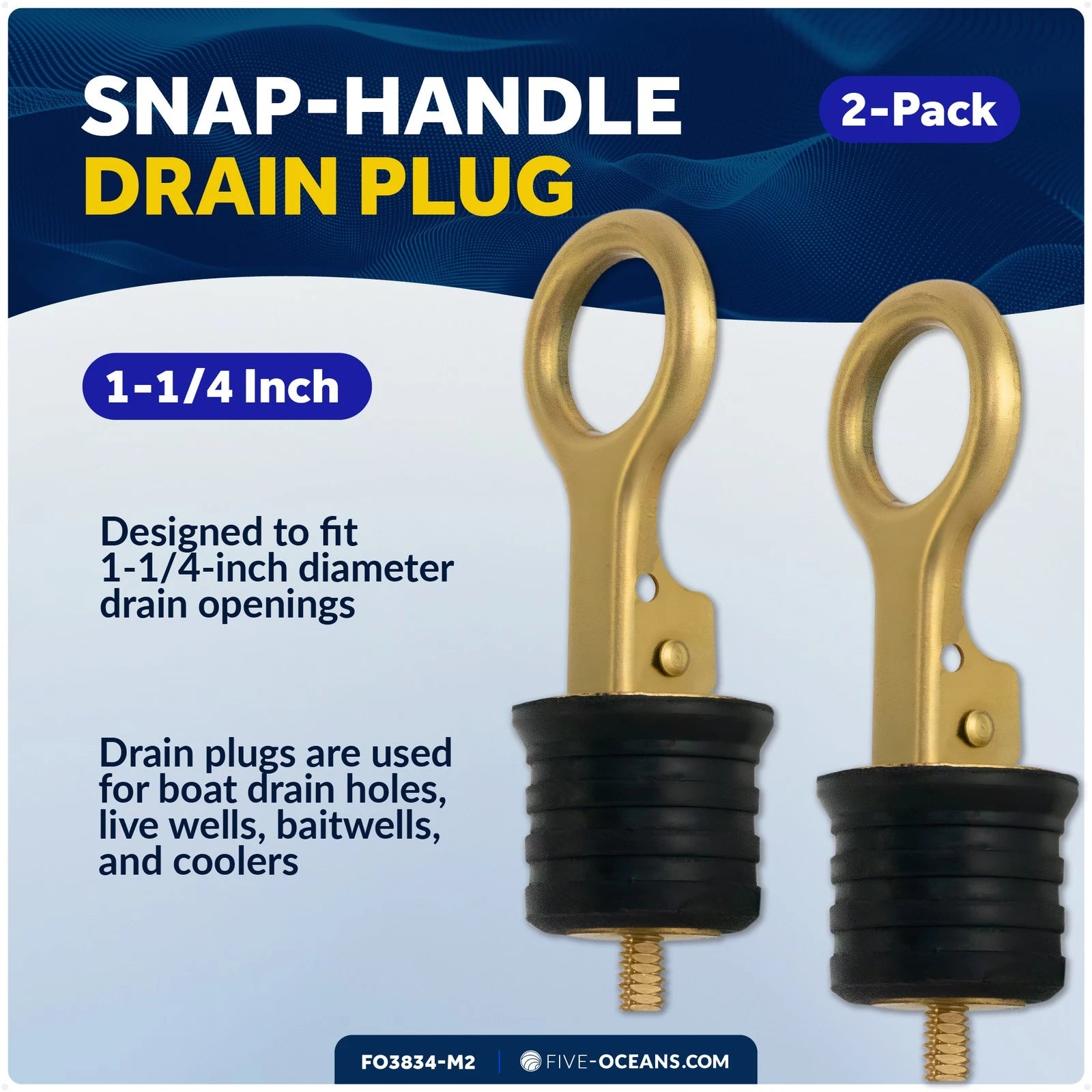 Pair of Rubber Drain Plugs for Marine Applications (1-1/4 inches) FO3834-M2