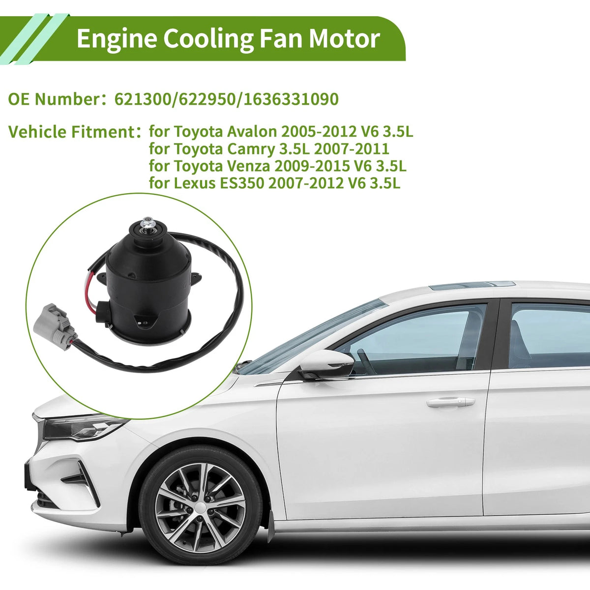 Radiator Fan Motor for Toyota Avalon (2005–2012) V6 3.5L No. 621300