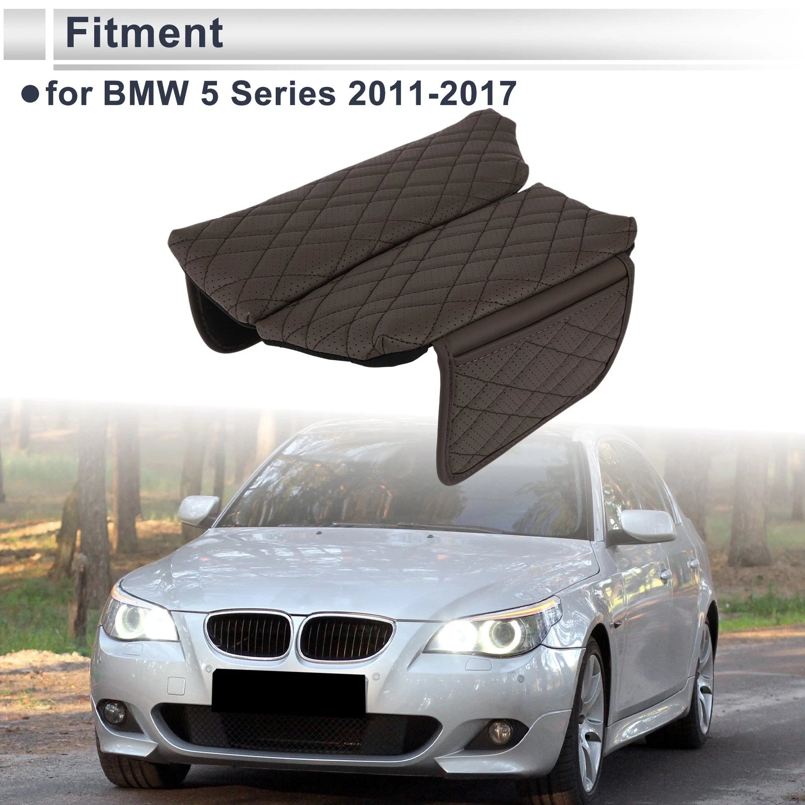 Center Console Cover with Storage Bag for BMW 5 Series (2011–2017) Deep Brown