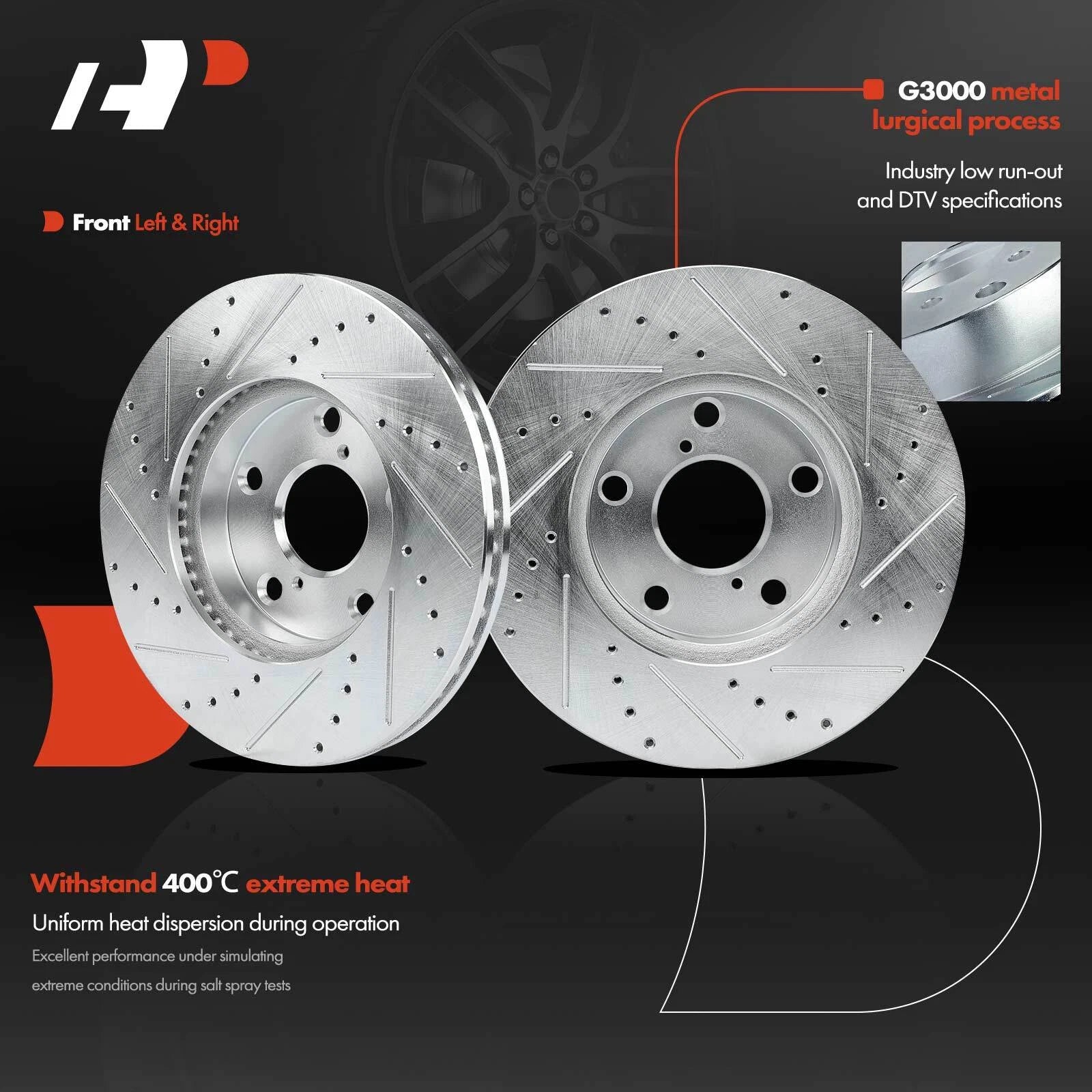 Front Drilled Brake Rotors & Ceramic Pads for Toyota RAV4 (2001–2005)