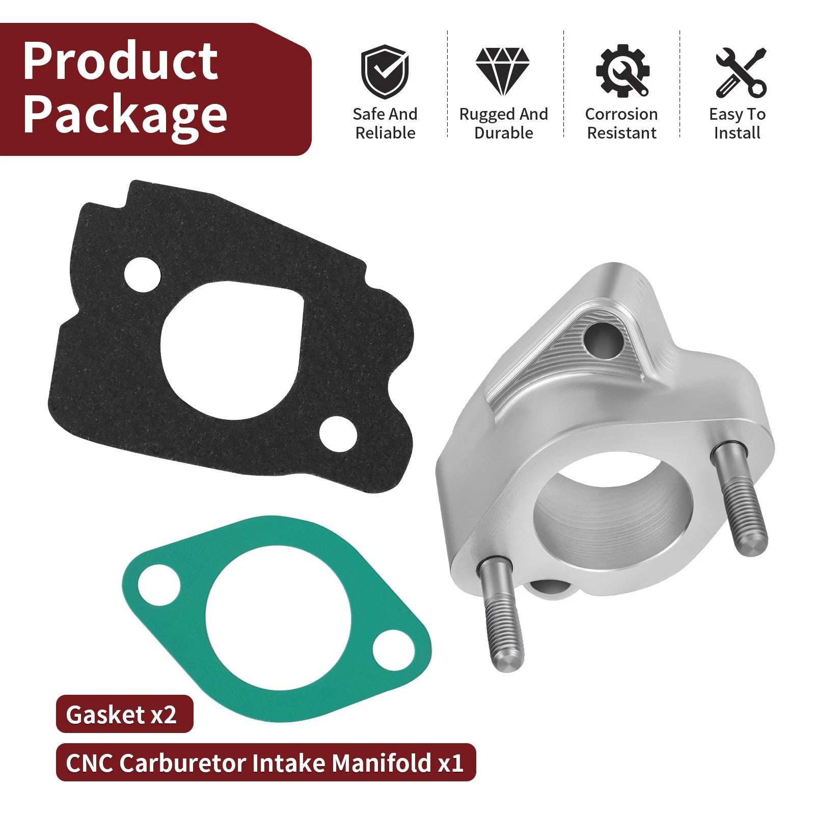 Carburetor Spacer Joint & Gaskets for Yamaha Golf Cart G2A G5A G8A G9A G14A G11A