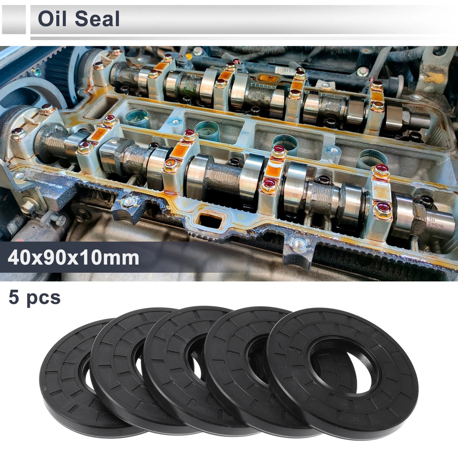 Set of 5 Oil Seal Rotary Shaft Seal Nitrile Rubber 40x90x10mm