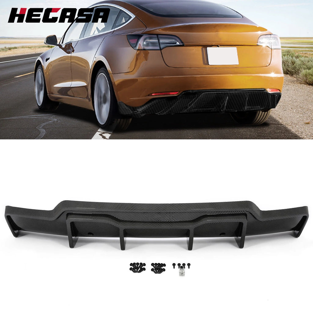 Carbon Fiber Rear Lip Bumper Diffuser for Tesla Model 3 (2017–2023)