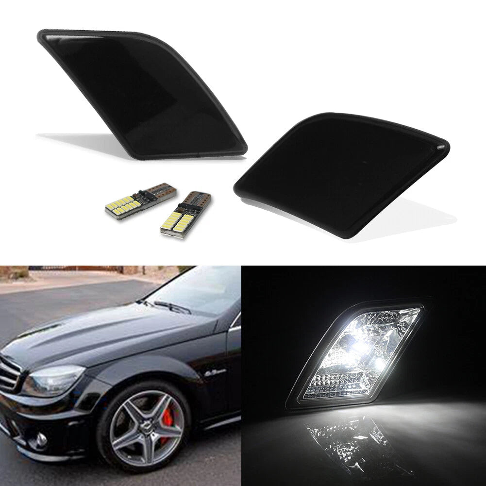 Smoked LED Front Sidemarker Lights for Benz W204 C250 C300 (2008–2011)