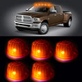 5X Cab Roof Marker 1313A 9069A Amber Round for Chevy GMC (12V) + 5X LED Bulbs