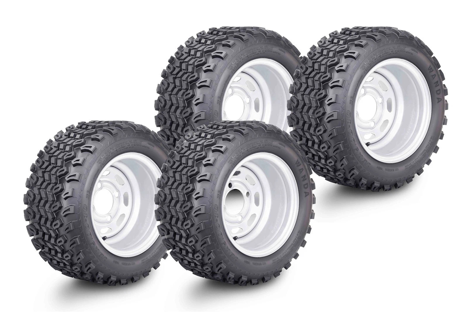 Set of 4 Golf Cart Tire Assembly 18X9-10 w/4x4" PCD ET-15.5 Silver Wheel