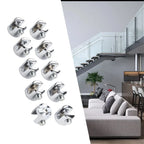 10pcs Glass Shelf Support Clamp Brackets for Chrome Shelves (6-8mm)