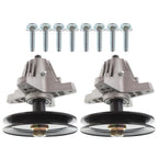 Set of 2 Spindle Assemblies with Pulley for Troy Bilt MTD