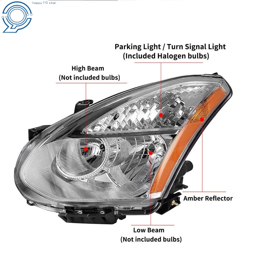 Set of 2 Chrome Headlights for Nissan Rogue (2008–2013)