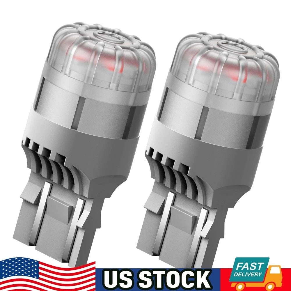 2X 7443 7444 W21W 7440 Bright Red LED Rear Turn Signal Bulbs for