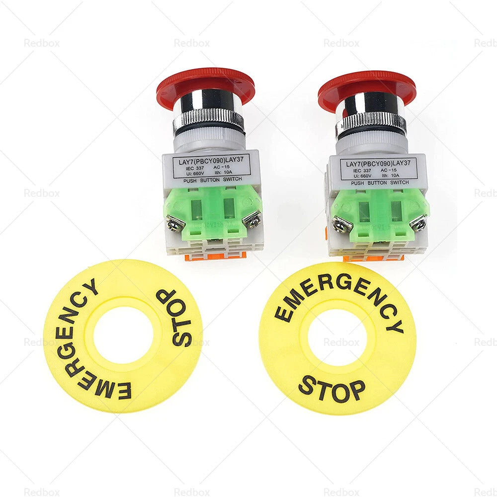 2Pcs Emergency Stop Button Switch for Universal Applications