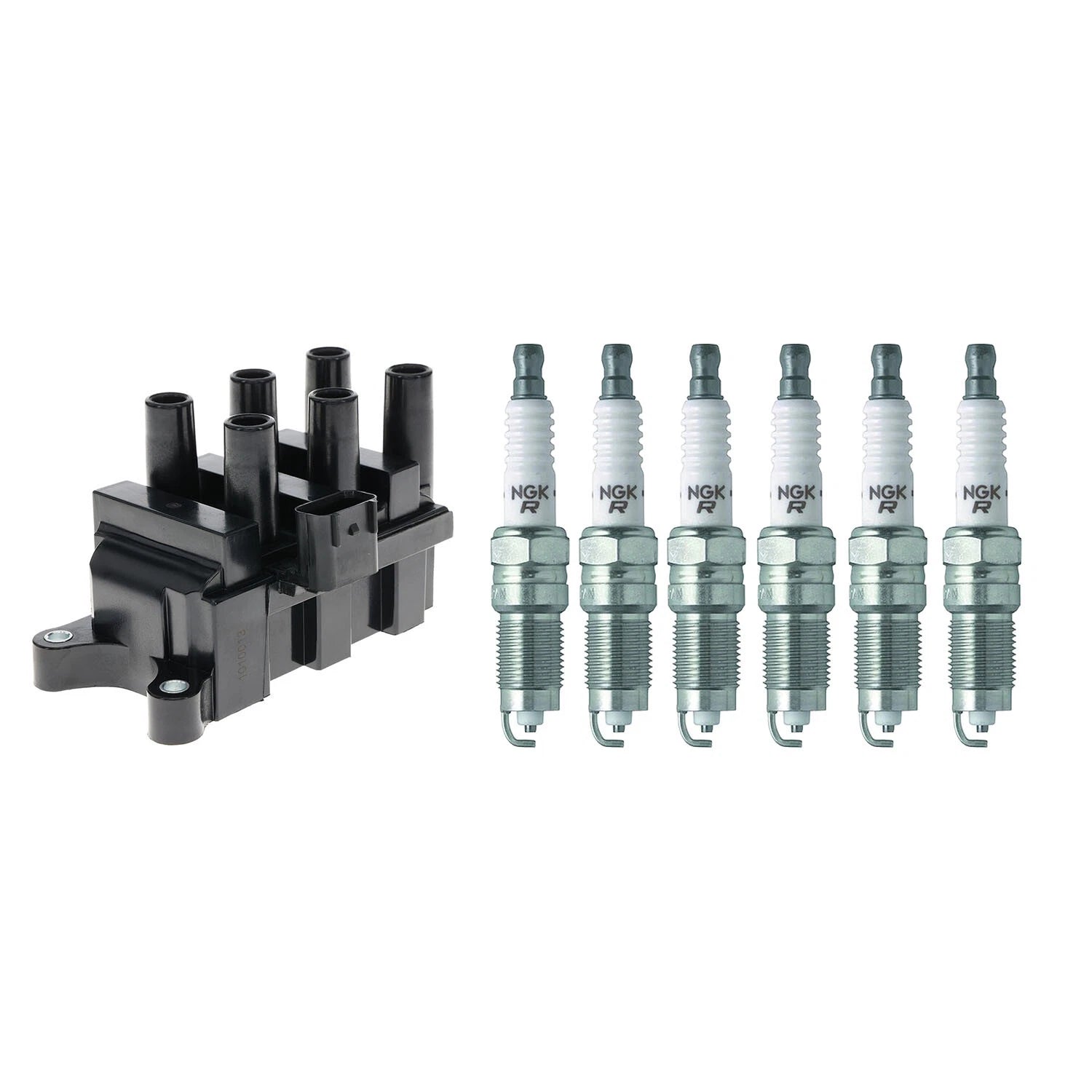 Set of 6 Hitachi Ignition Coils & NGK Spark Plugs for E-150 F-150 Freestar (V6)