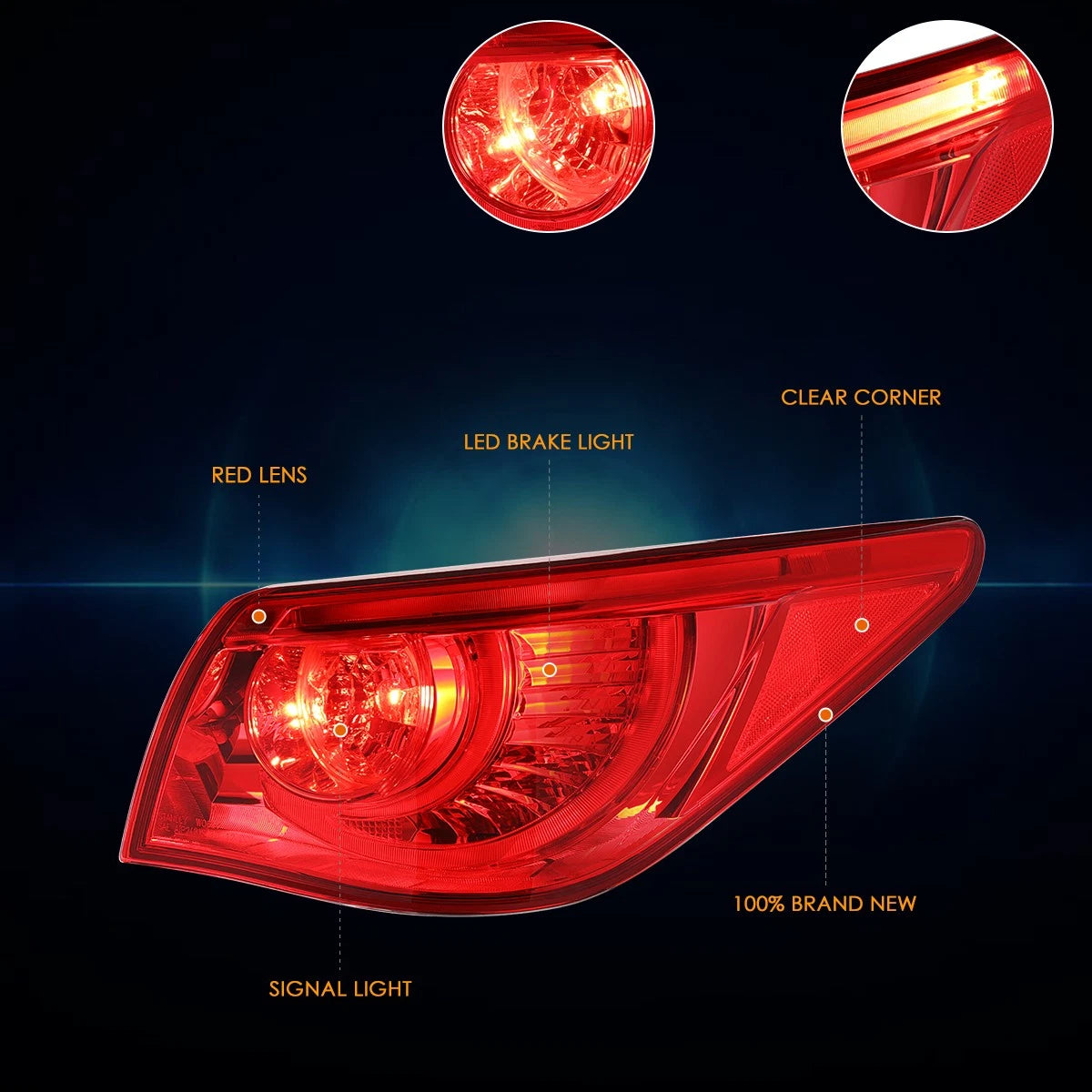 Right Side Outer LED Tail Light Brake Lamp for Infiniti Q50 (2014–2017)
