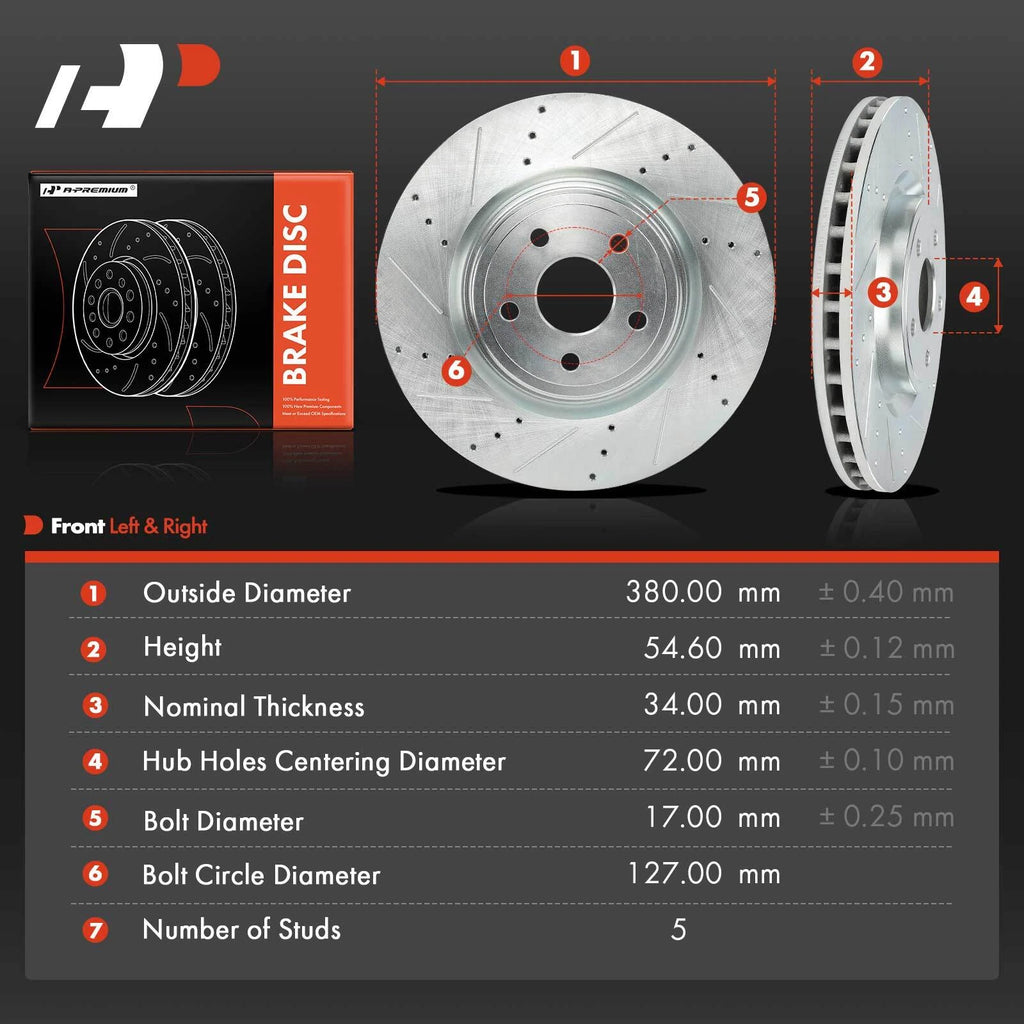 Front Drilled Brake Rotors for Jeep Grand Cherokee Dodge Durango (2011–2020)