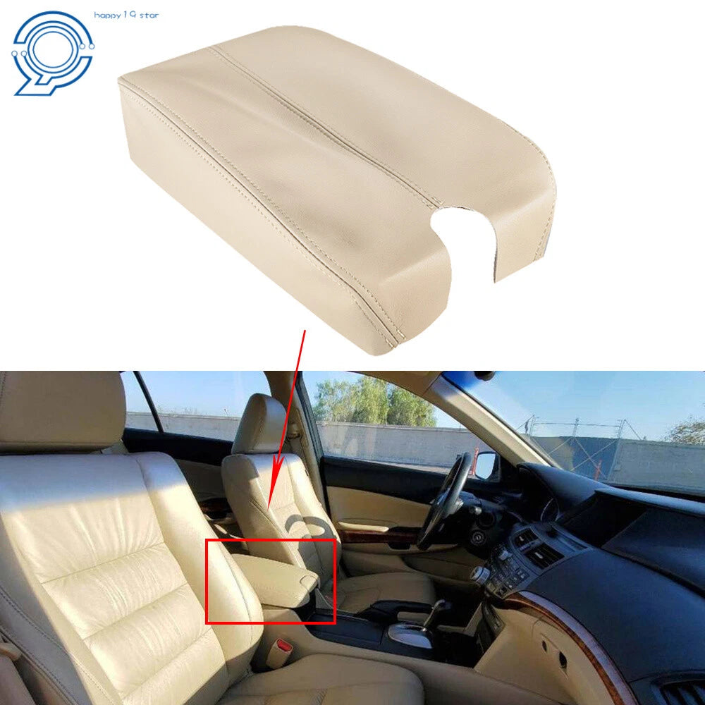 Beige Leather Synthetic Center Console Armrest Cover for Honda Accord (2008–2012)