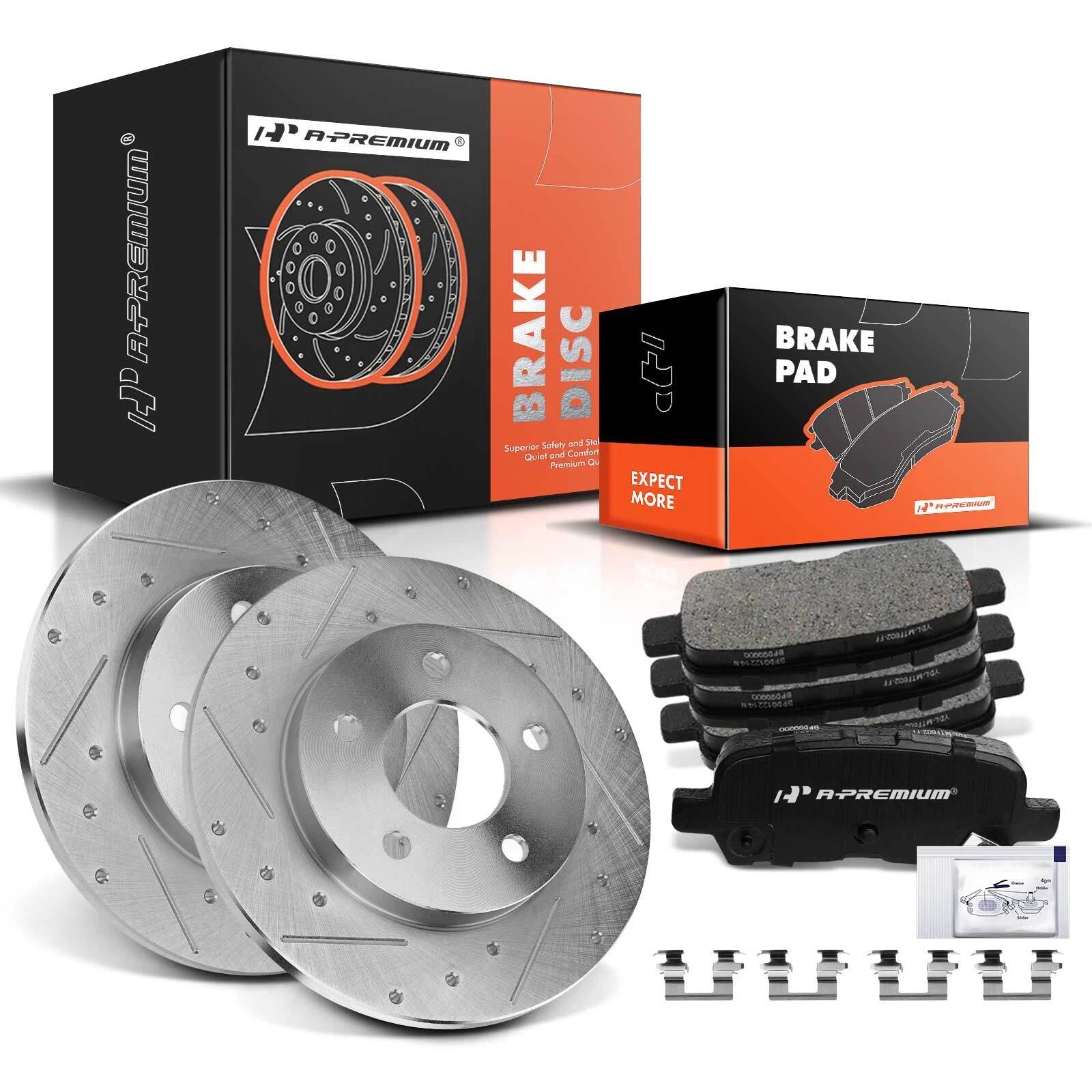 Rear Drilled Brake Rotors & Ceramic Pads for 2011–2013 Chevrolet Impala
