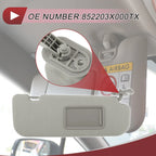 Right Passenger Side Sun Visor No. 852203X000TX for Hyundai Elantra (2011–2015)