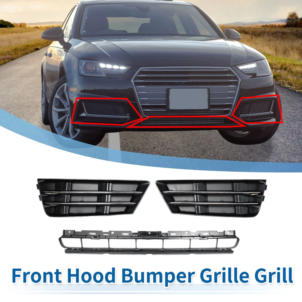 Front Lower Bumper Grille for Audi A4 B9 (2016–2018) Black with Square Hole