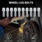 10 Pcs M14x1.5mm Ball Seat Wheel Lug Bolt 40mm Shank for Volkswagen Audi 