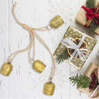 Gold Metal Vintage Cow Bells with Jute Rope for Weddings, Christmas