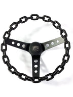 3 Hole Chain Steering Wheel with Horn Button and A01 Adapter for Black (Universal)