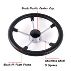 13.5" Black Stainless Steel Boat Steering Wheel for Marine Applications