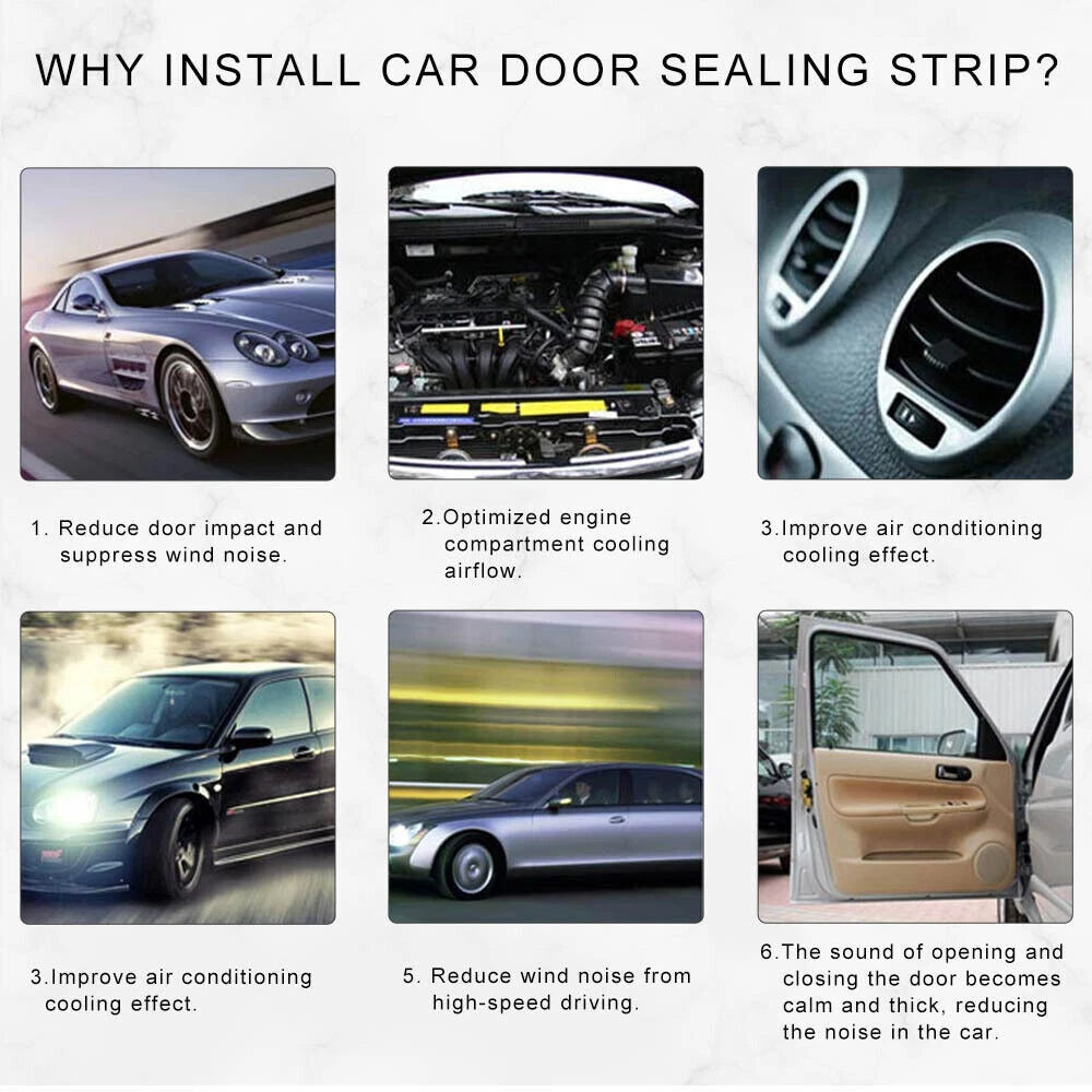 Set of 2 Rubber Seal Weather Strips for Car SUV (Fits Various Models)