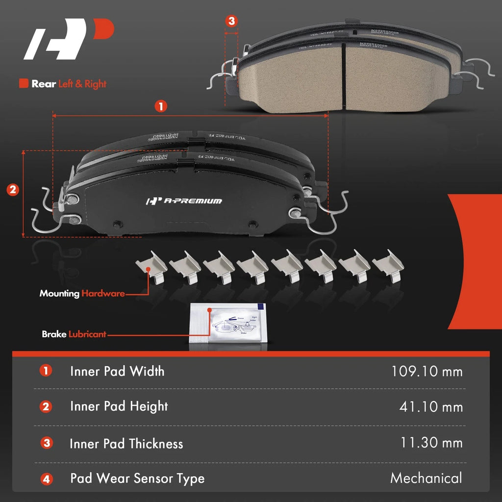 Set of 8 Front & Rear Ceramic Brake Pads for Ford Mustang (2011–2013)