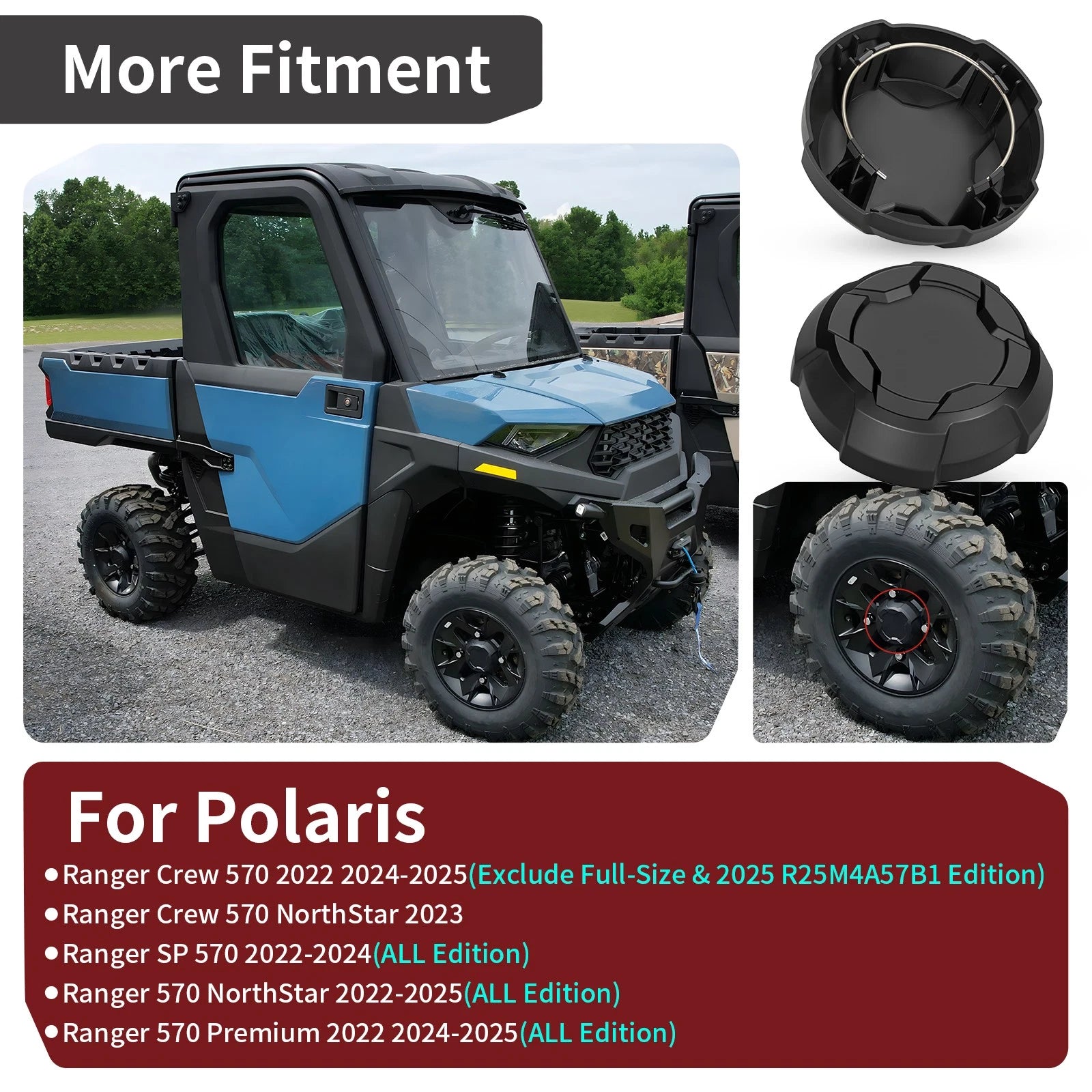 Front Wheel Rim Cap 1525243-458 for Polaris Ranger SP 570 (2022–2025)