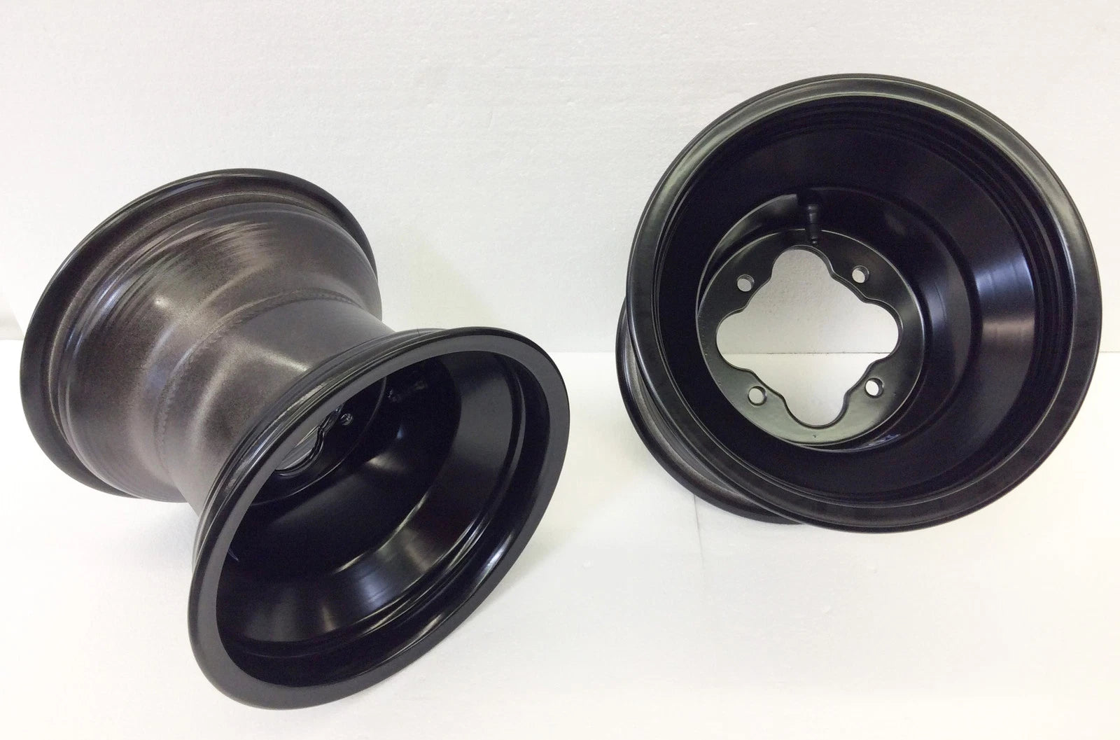 Set of 2 DWT Black A5 Rolled Lip ATV Rear Wheels 9x8 4/110 for KFX400 KFX450R (2003–2009)