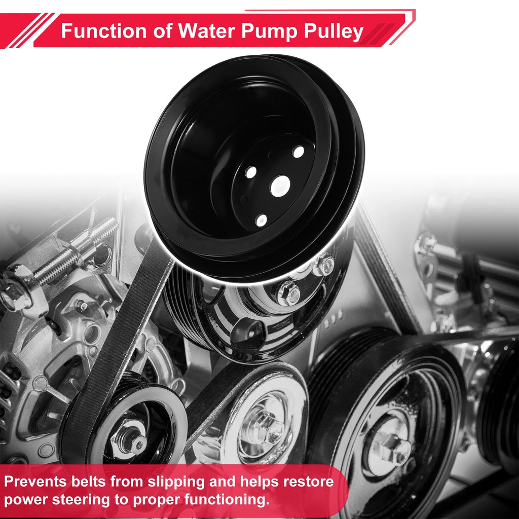 2 LWP Double-Groove Long Water Pump Pulley for Chevy Big Block 396 427 454 (1965–1968)
