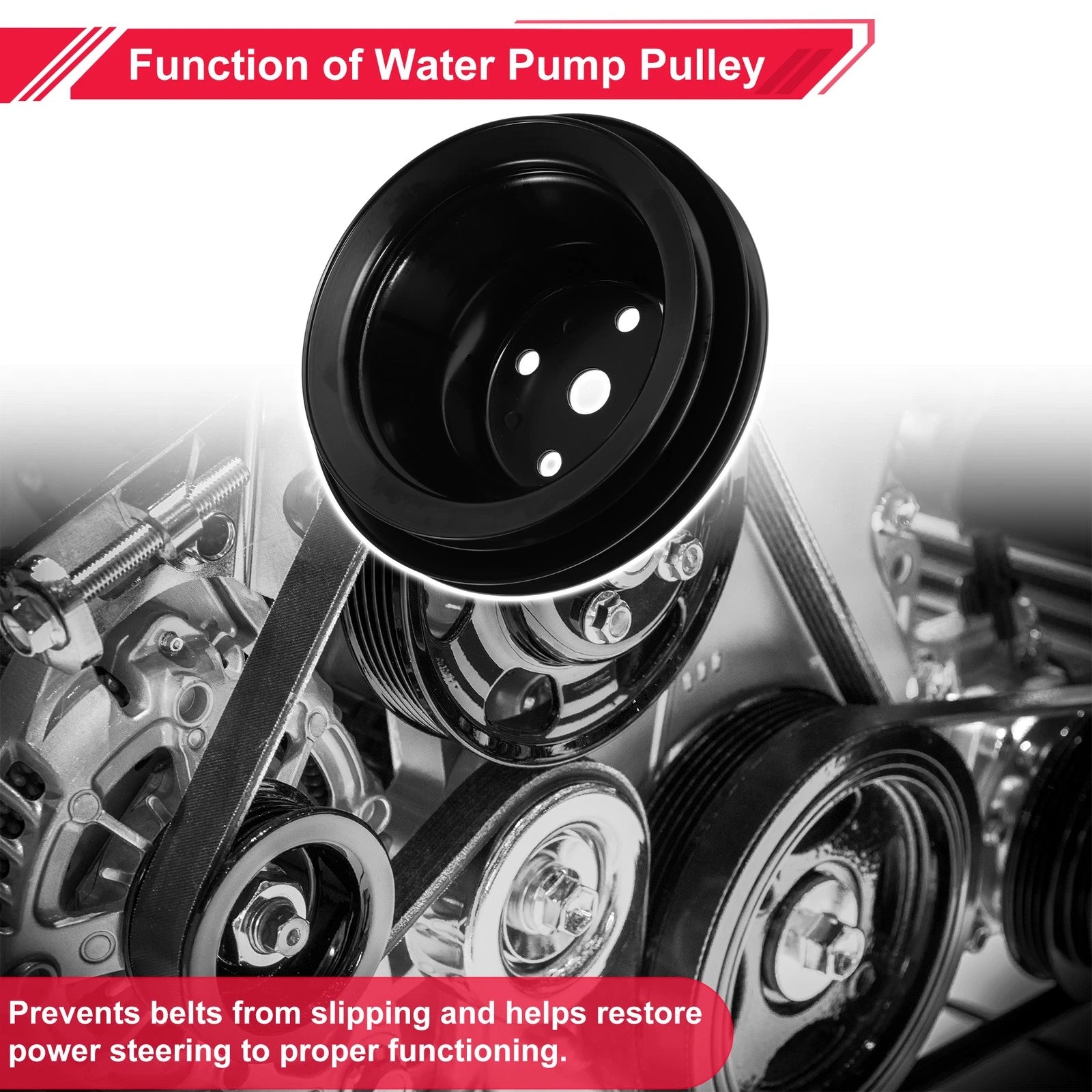 2 LWP Double-Groove Long Water Pump Pulley for Chevy Big Block 396 427 454 (1965–1968)