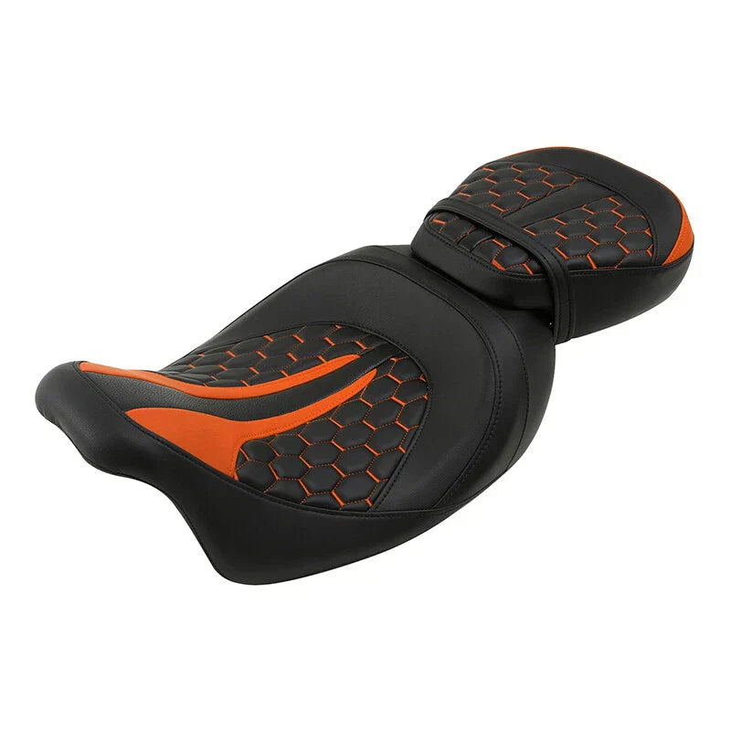 Seat Black/Orange Driver Passenger for Harley Touring Electra Glide (2009-2023)