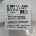 Set of 2 Marine White Screw Out Deck Plate Lid 8" - Marpac 7-0636