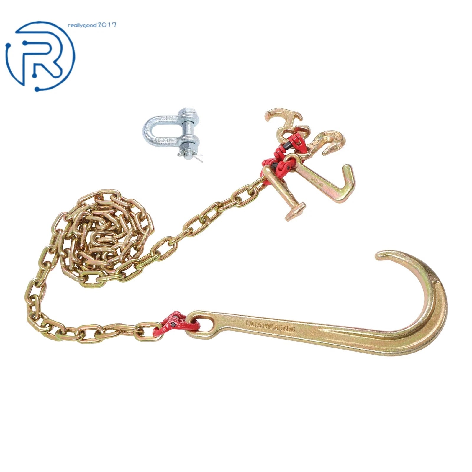 G80 5400lbs Transport Chain 5/16"×6' with 15" JRT Grab Hook