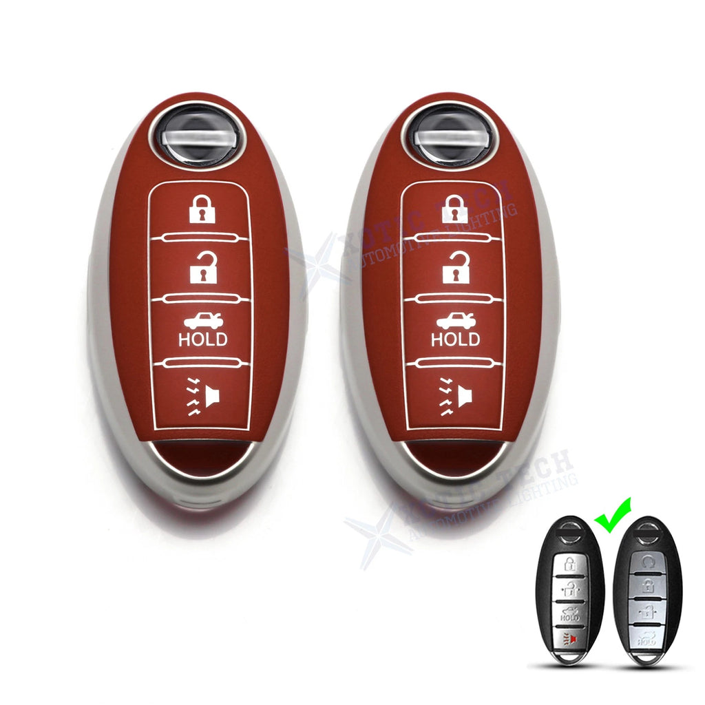 2Pcs Brown TPU Full Seal Remote Key Cover for Nissan (2019–2024)