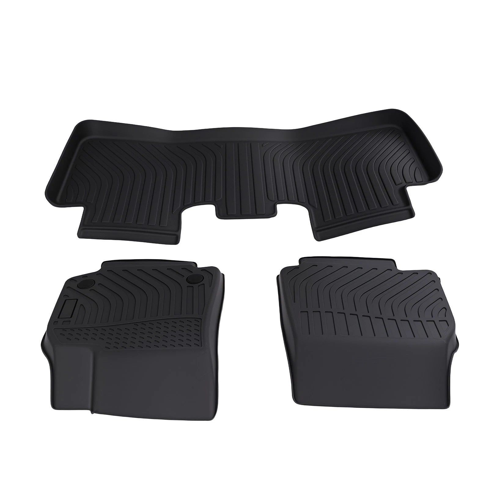 Set of 2 All-Weather Floor Mat Liners for Tesla Model Y (2020–2024) TPE Black Anti-Slip