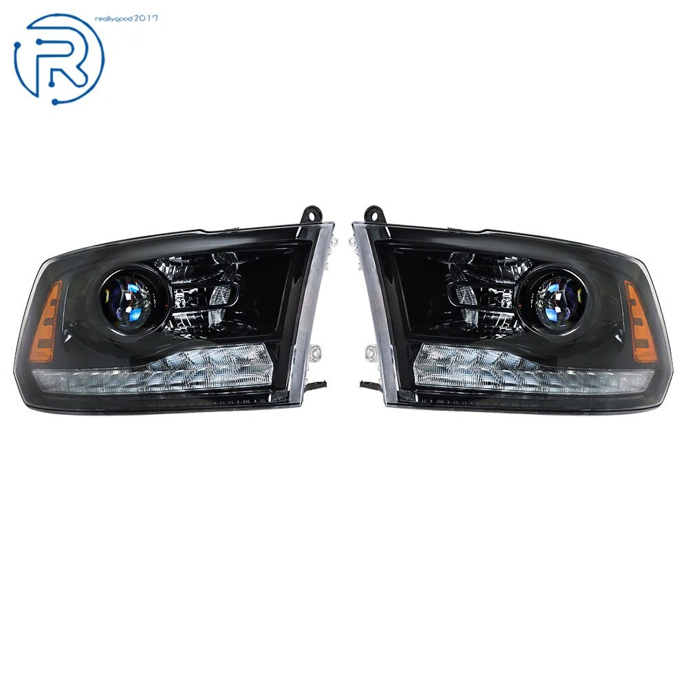 Set of 2 LED DRL Halogen Headlights for Dodge Ram 1500-3500 (2013–2018)
