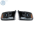 Set of 2 LED DRL Halogen Headlights for Dodge Ram 1500-3500 (2013–2018)
