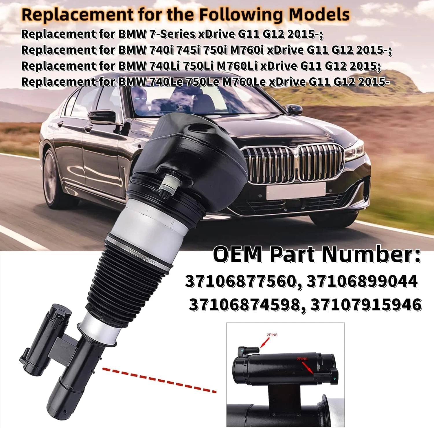 Front Right Air Suspension Strut for BMW 7 Series G11 G12 (2016–2022)