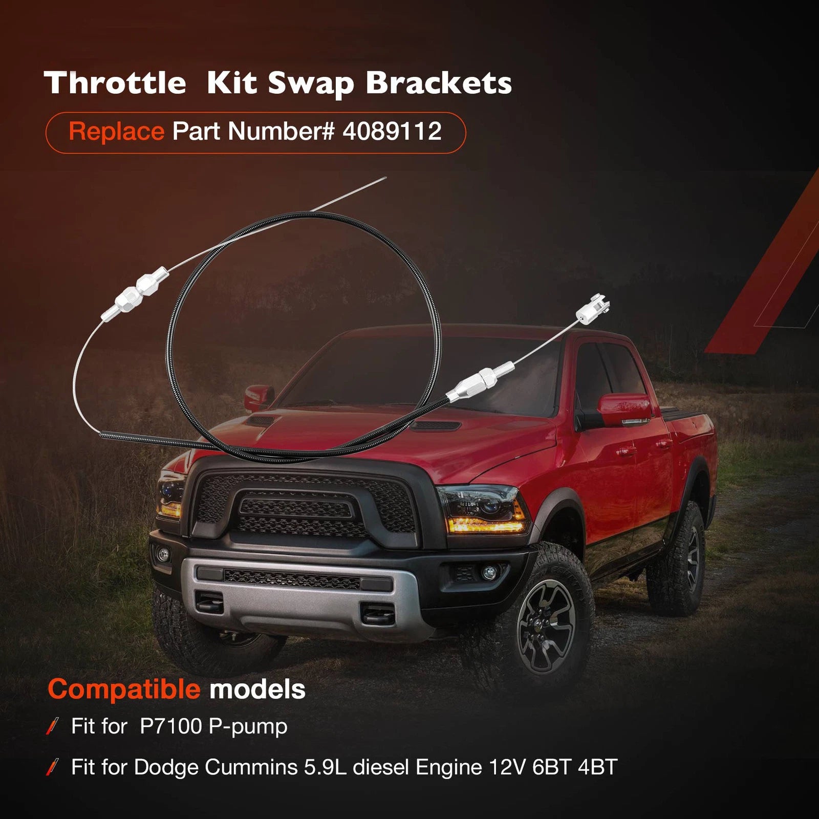 Throttle Swap Kit for P7100 (Adjustable Cable, Mounting Brackets)