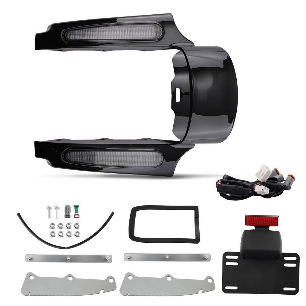 Rear LED Mud Flaps for Harley Electra Glide FLHTC (2009–2013) Black ABS