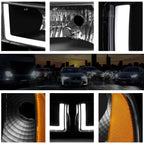 Headlight Lamp Pair for Dodge RAM (1994–2002) Black Housing Clear Lens