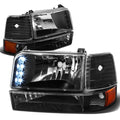 LED Headlight Set with Amber Corner & DRL Fog Light for Ford F150 (1992–1996)