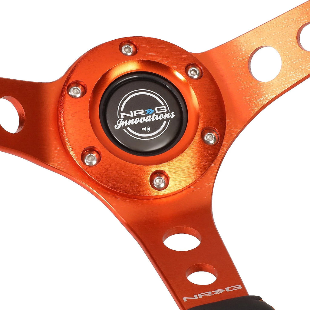 NRG Innovations RST-006OR 350mm Deep Dish Leather Steering Wheel for Universal