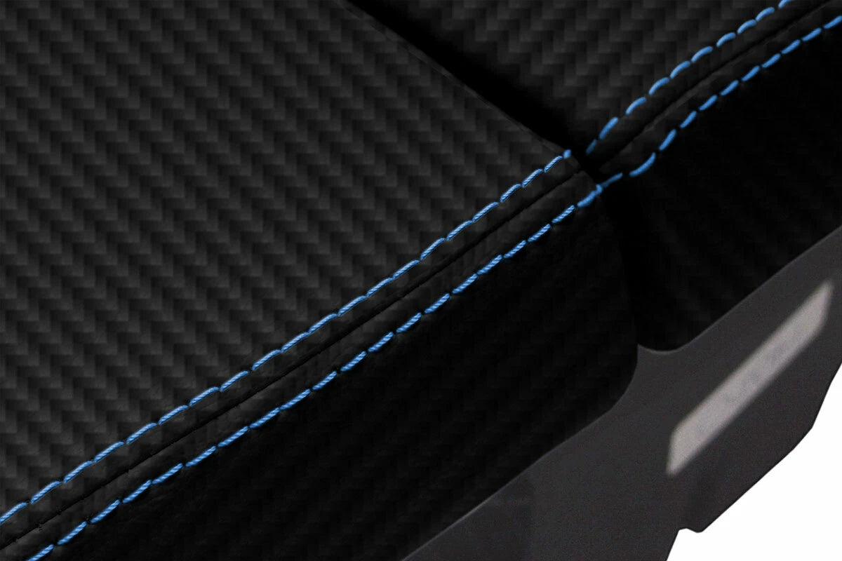 Carbon Fiber Console Lid Armrest Cover for BMW E63 E64 (2003–2010) Blue Stitch