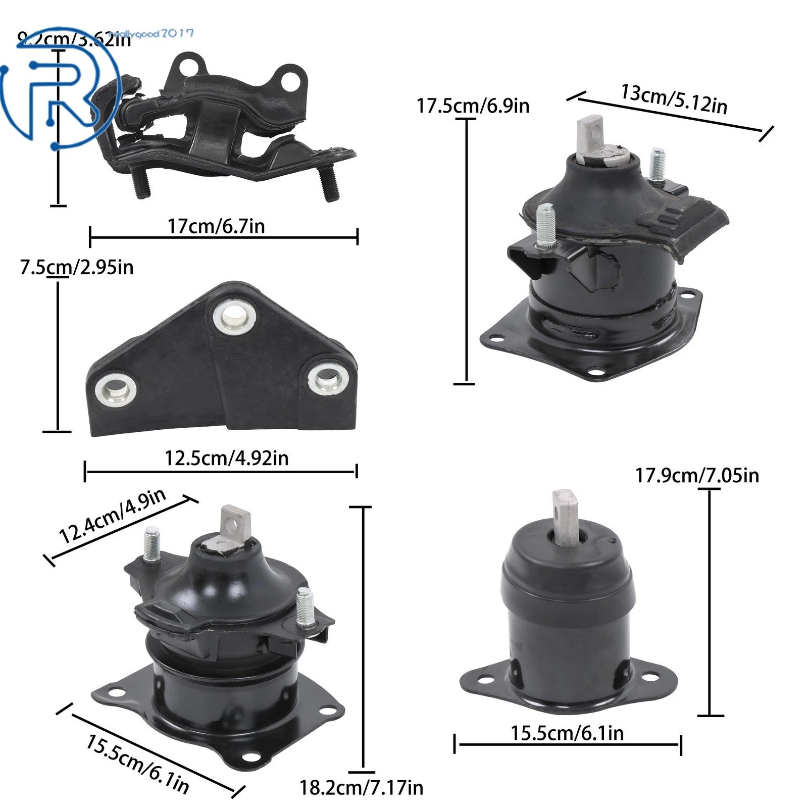 Set of 5 Engine and Transmission Mounts for Acura TL 3.2L (2004–2006)