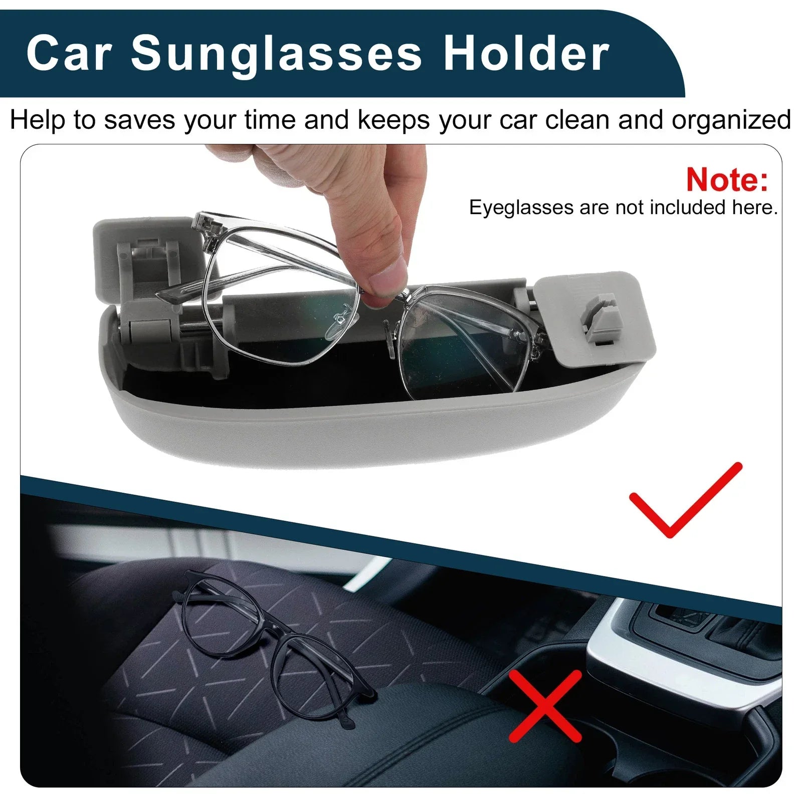 Sunglasses Case for Mercedes-Benz C Class Eyeglasses Holder Storage Box Grey